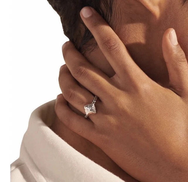 JOHN HARDY HAMMERED STERLING SILVER PYRAMID COCKTAIL RING
