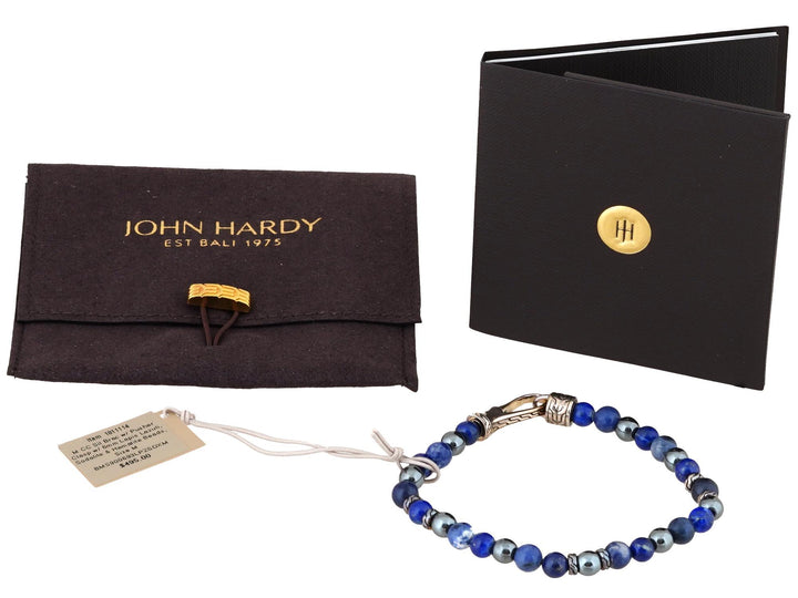 JOHN HARDY STERLING SILVER LAPIS LAZULI BEADED BRACELET