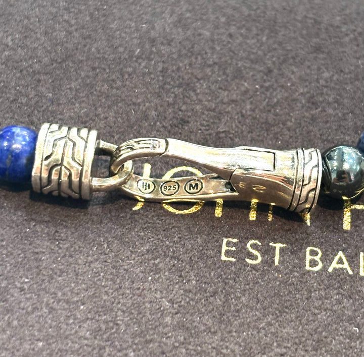 JOHN HARDY STERLING SILVER LAPIS LAZULI BEADED BRACELET