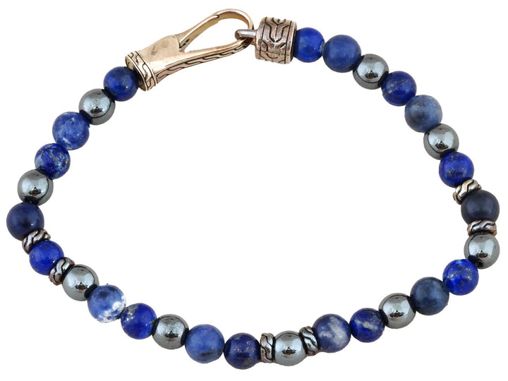 JOHN HARDY STERLING SILVER LAPIS LAZULI BEADED BRACELET