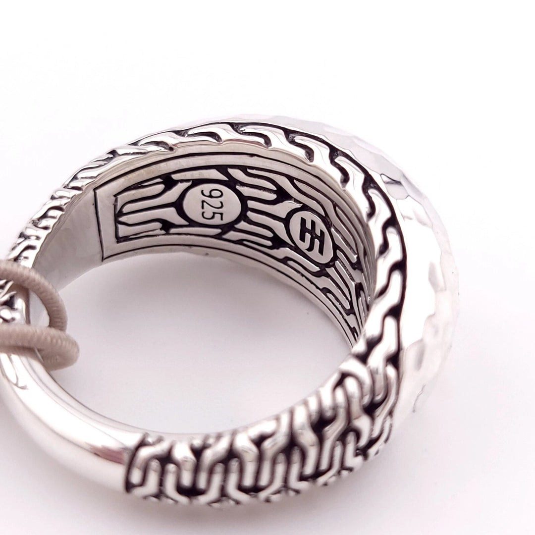 JOHN HARDY PALU HAMMERED DOME STERLING SILVER CHAIN RING