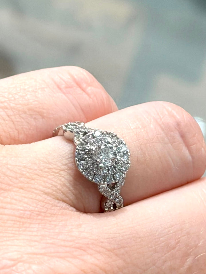 KALAHARI DIAMOND HALO IN 14K WHITE GOLD  ENGAGEMENT RING