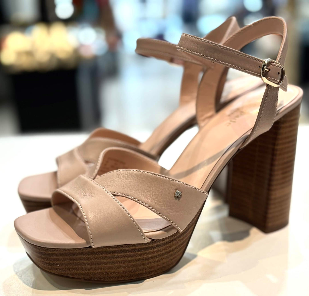 KATE SPADE DEMI LEATHER CHUNKY BLOCK HEEL SANDALS