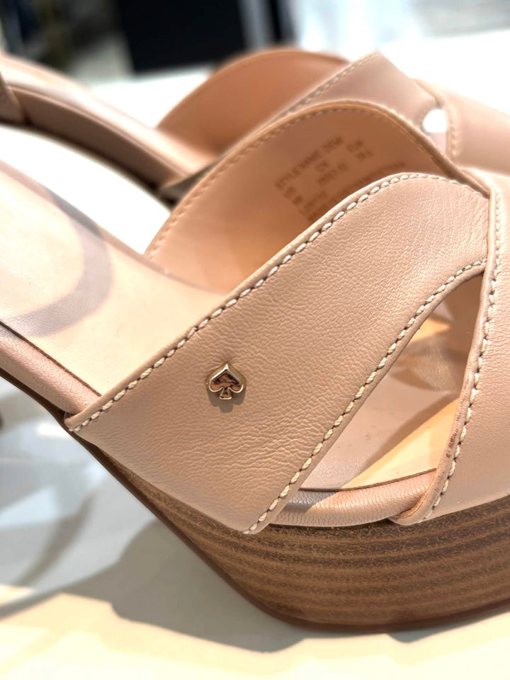 KATE SPADE DEMI LEATHER CHUNKY BLOCK HEEL SANDALS