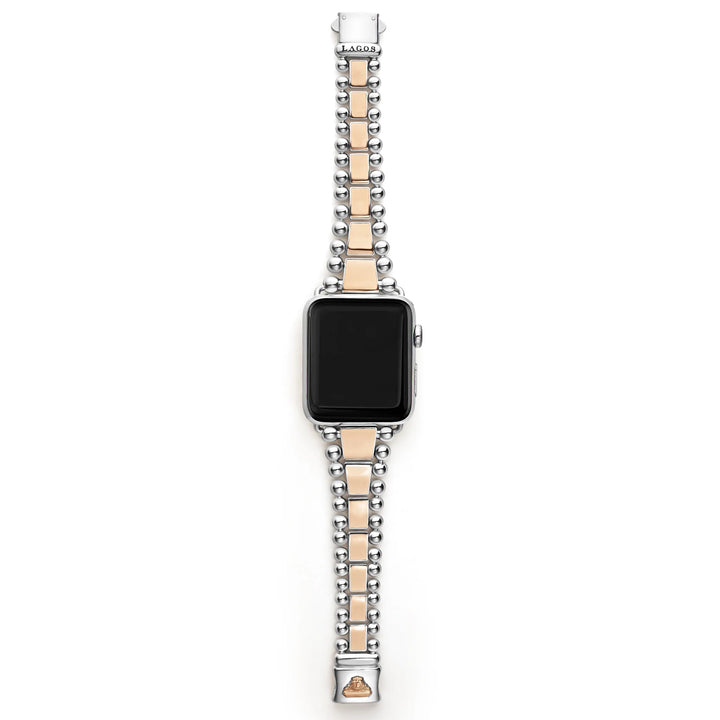 LAGOS 18K ROSE GOLD STAINLESS STEEL SMART CAVIAR WATCH BRACELET