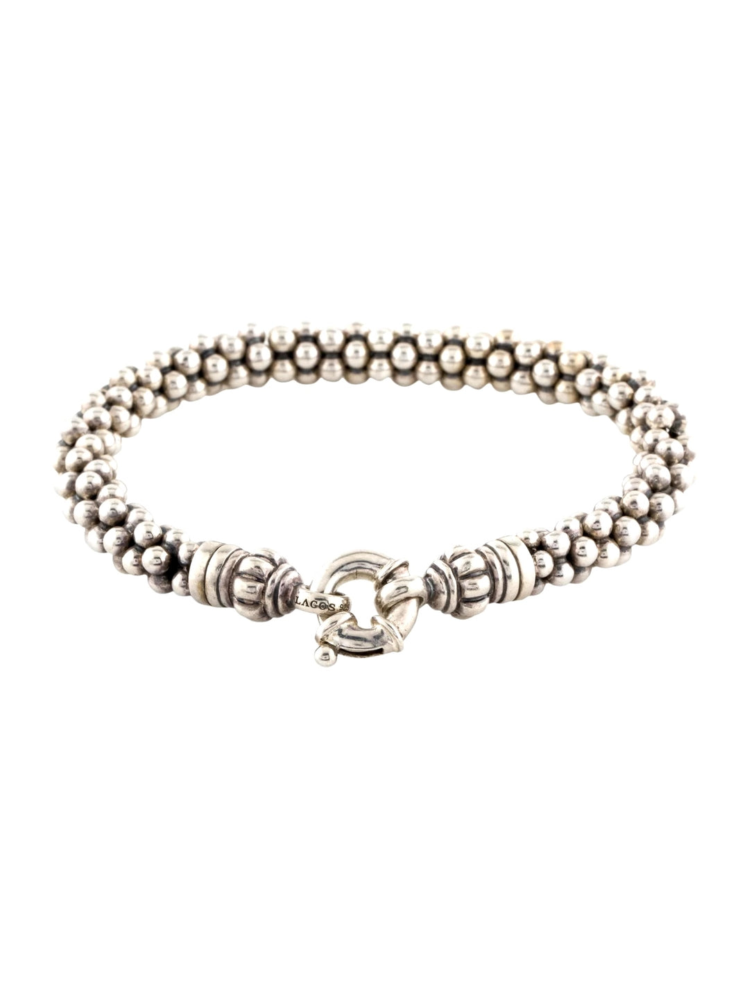 LAGOS STERLING SILVER CAVIAR BEADED LINK BRACELET