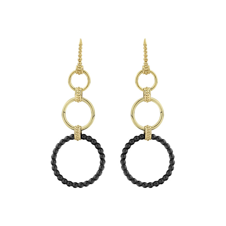 LAGOS CAVIAR 18K GOLD AND CERAMIC CIRCLE DROP EARRINGS