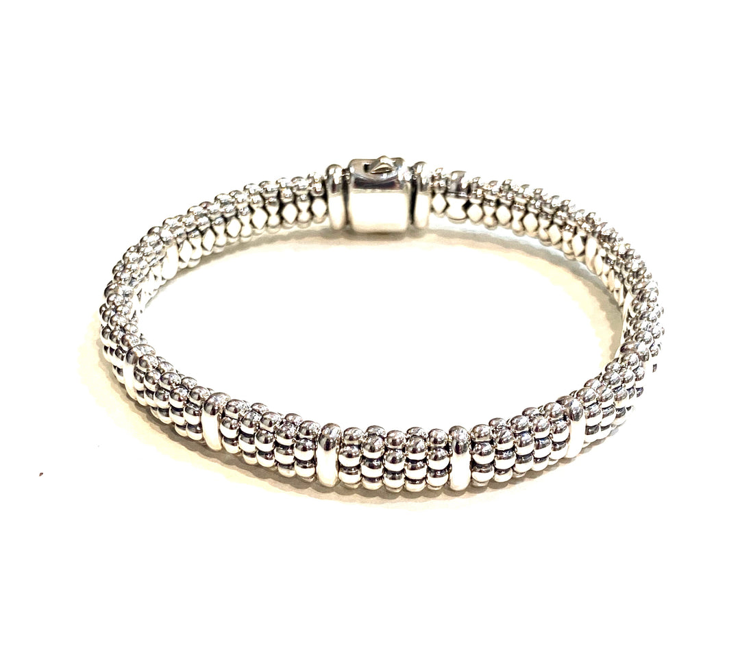 LAGOS STERLING SILVER SIGNATURE CAVIAR BEASES BRACELET