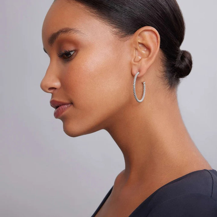 LAGOS STERLING SILVER CAVIAR HOOP EARRINGS