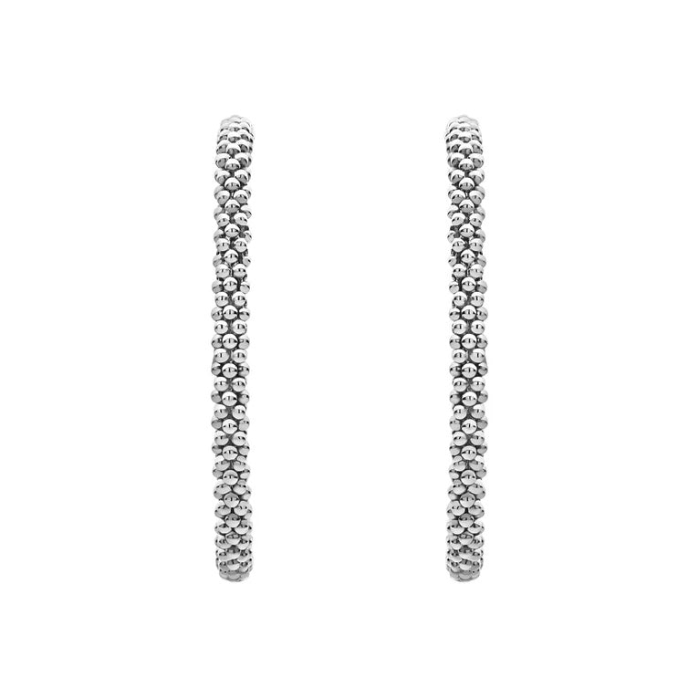 LAGOS STERLING SILVER CAVIAR HOOP EARRINGS