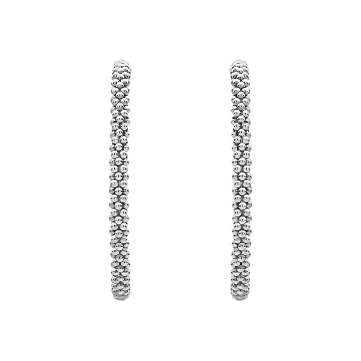 LAGOS STERLING SILVER CAVIAR HOOP EARRINGS