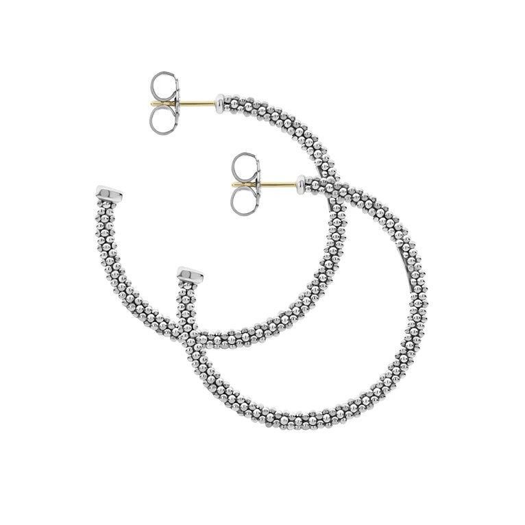 LAGOS STERLING SILVER CAVIAR HOOP EARRINGS