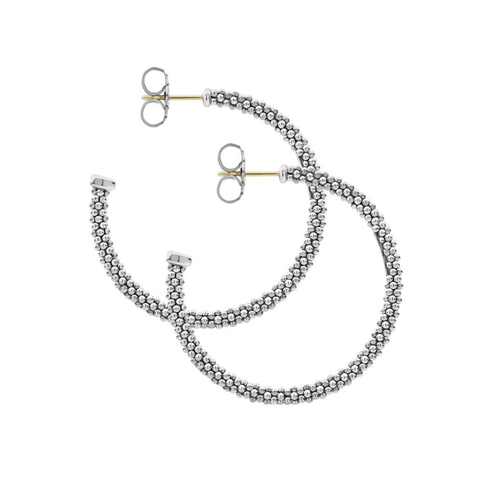 LAGOS STERLING SILVER CAVIAR HOOP EARRINGS