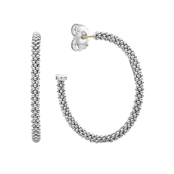 LAGOS STERLING SILVER CAVIAR HOOP EARRINGS