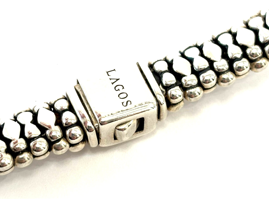 LAGOS CAVIAR STERLING SILVER 18K GOLD DIAMOND BRACELET