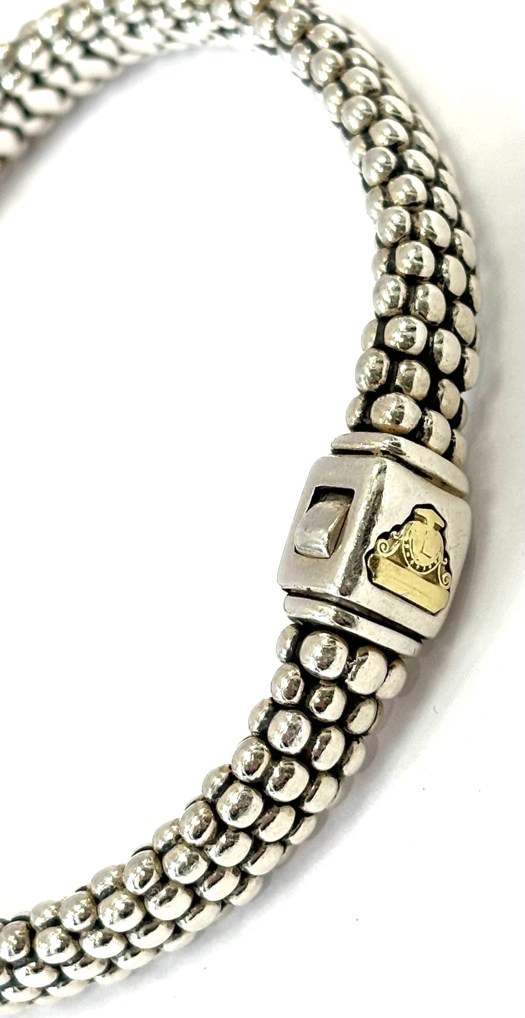 LAGOS CAVIAR STERLING SILVER 18K GOLD DIAMOND BRACELET