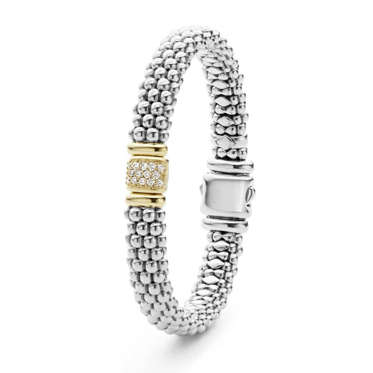 LAGOS CAVIAR STERLING SILVER 18K GOLD DIAMOND BRACELET