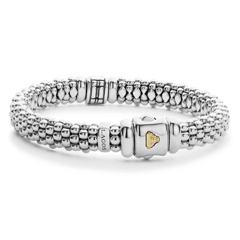 LAGOS CAVIAR STERLING SILVER 18K GOLD DIAMOND BRACELET
