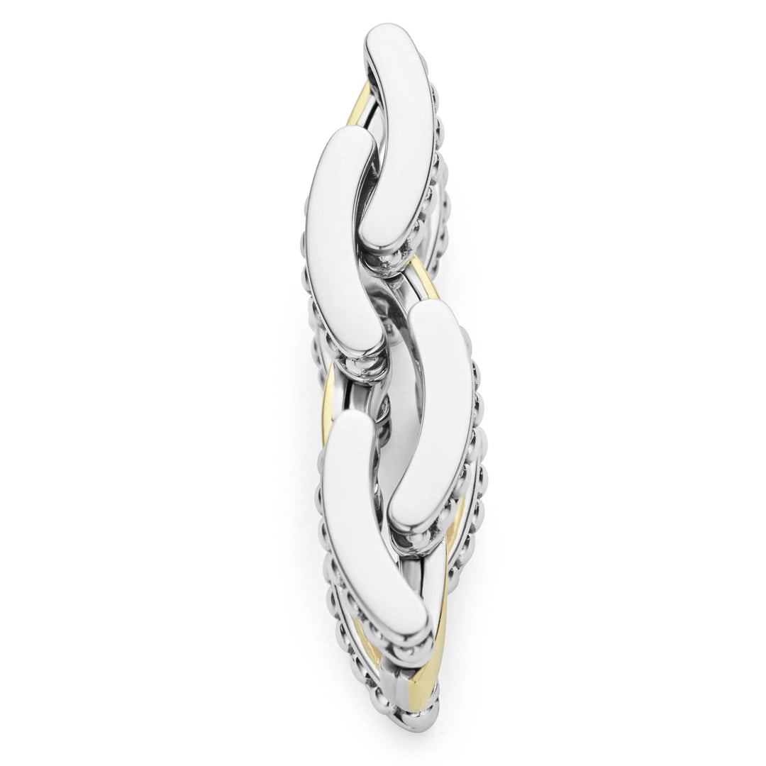 LAGOS HIGH BAR TWO-TONE CAVIAR LINK RING