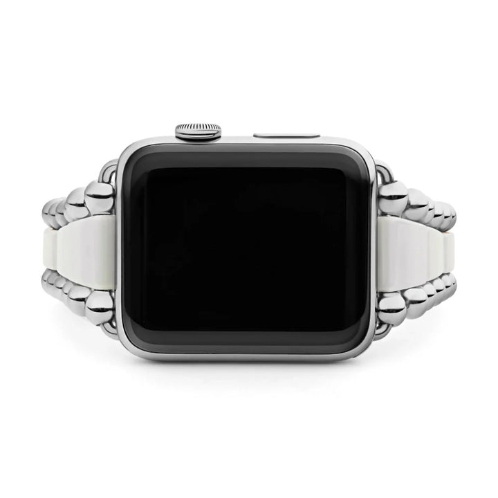 LAGOS CAVIAR STAINLESS STEEL WHITE CERAMIC SMART WATCH BRACELET