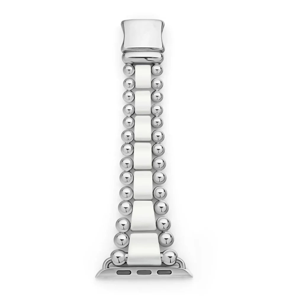 LAGOS CAVIAR STAINLESS STEEL WHITE CERAMIC SMART WATCH BRACELET