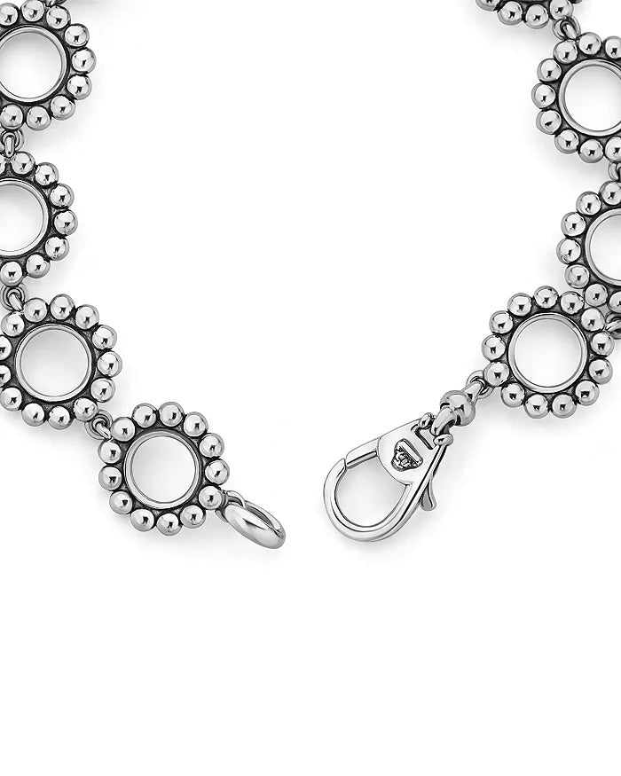 LAGOS MAYA BLUE CERAMIC LINK STATION STERLING SILVER BRACELET