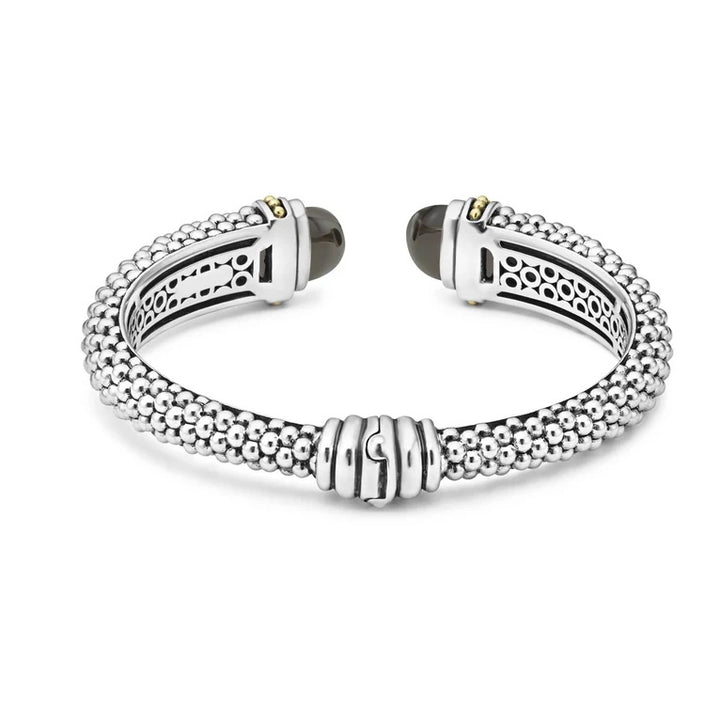 LAGOS STERLING SILVER 18K GOLD ONYX RITTENHOUSE CAVIAR CUFF BRACELET