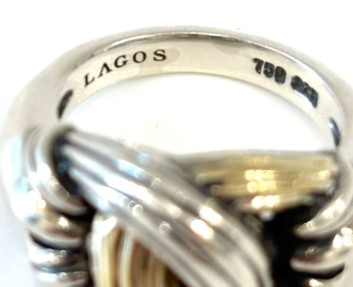 LAGOS STERLING SILVER &amp; 18K GOLD CAVIAR KNOT RING