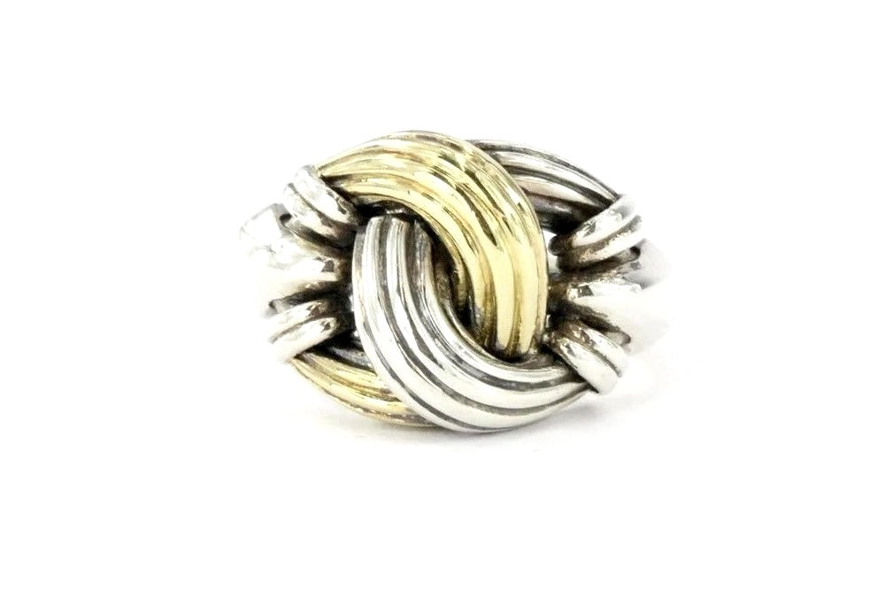 LAGOS STERLING SILVER &amp; 18K GOLD CAVIAR KNOT RING