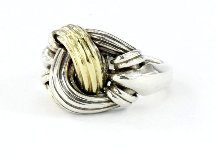 LAGOS STERLING SILVER &amp; 18K GOLD CAVIAR KNOT RING