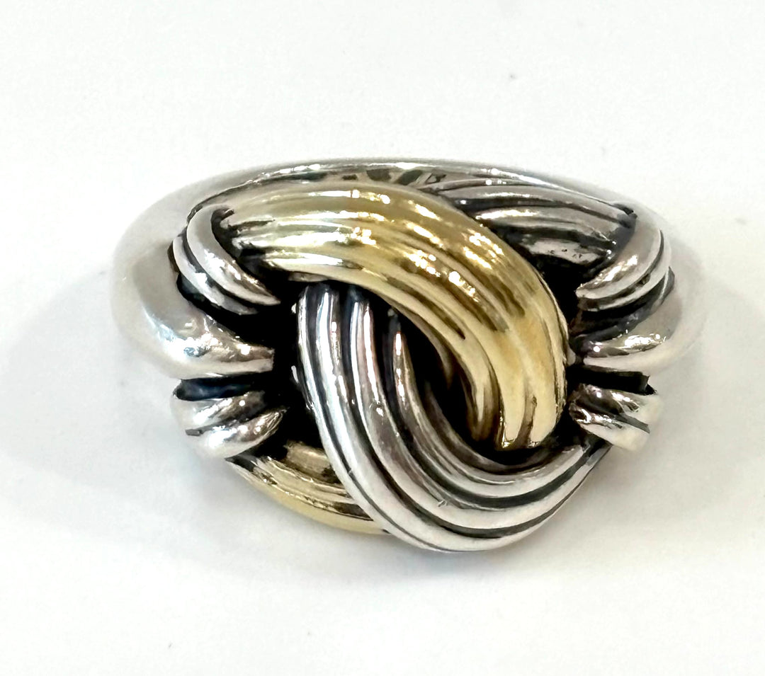 LAGOS STERLING SILVER &amp; 18K GOLD CAVIAR KNOT RING
