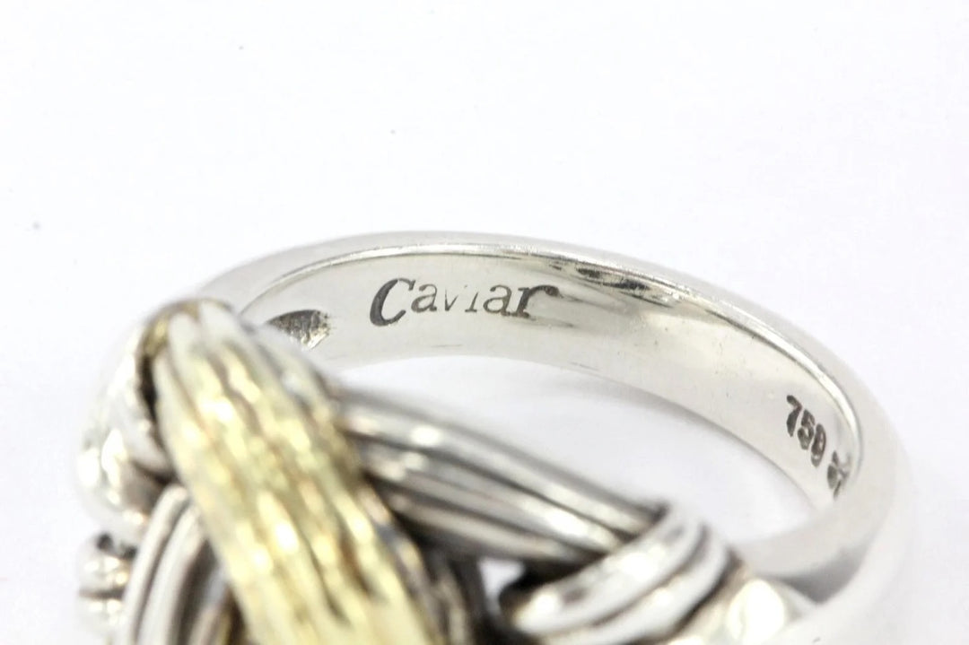 LAGOS STERLING SILVER &amp; 18K GOLD CAVIAR KNOT RING