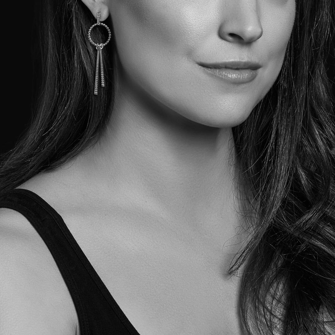 LAGOS SIGNATURE CAVIAR DOUBLE STATION LINEAR DROP EARRINGS