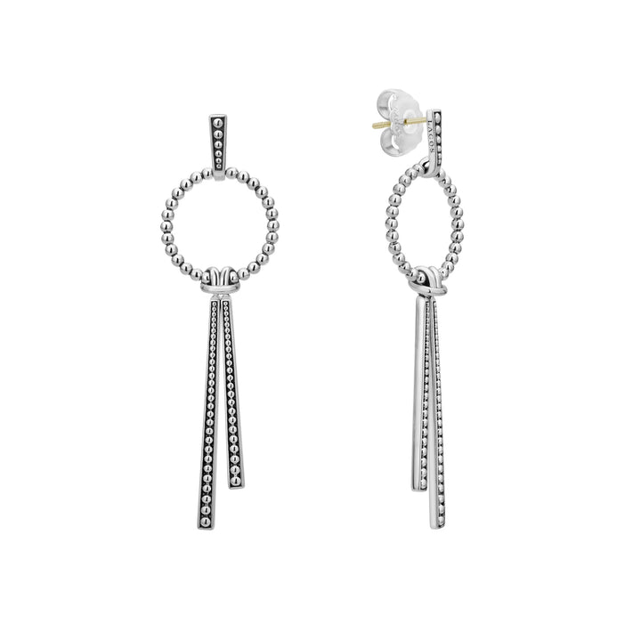 LAGOS SIGNATURE CAVIAR DOUBLE STATION LINEAR DROP EARRINGS