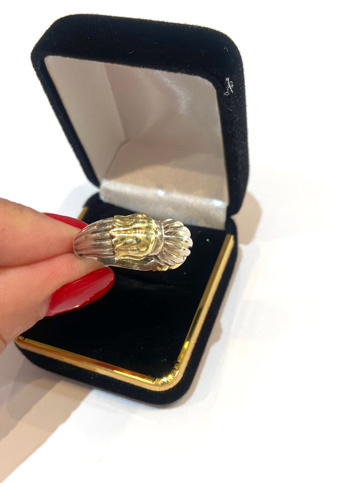 LAGOS CAVIAR STERLING SILVER 18K GOLD STATEMENT RING