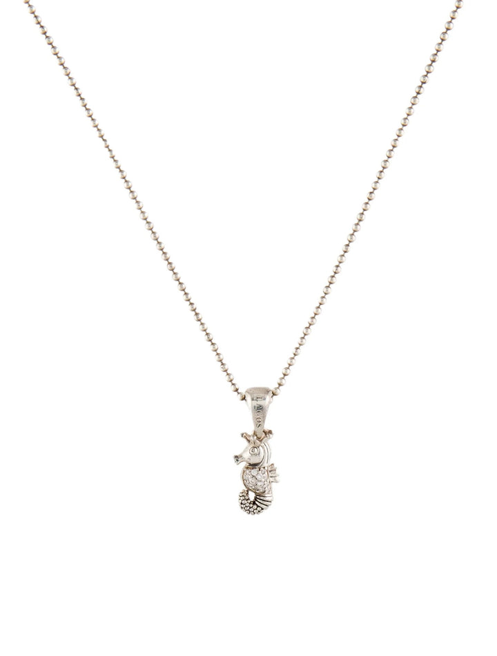 LAGOS STERLING SILVER DIAMOND SEAHORSE PENDANT NECKLACE