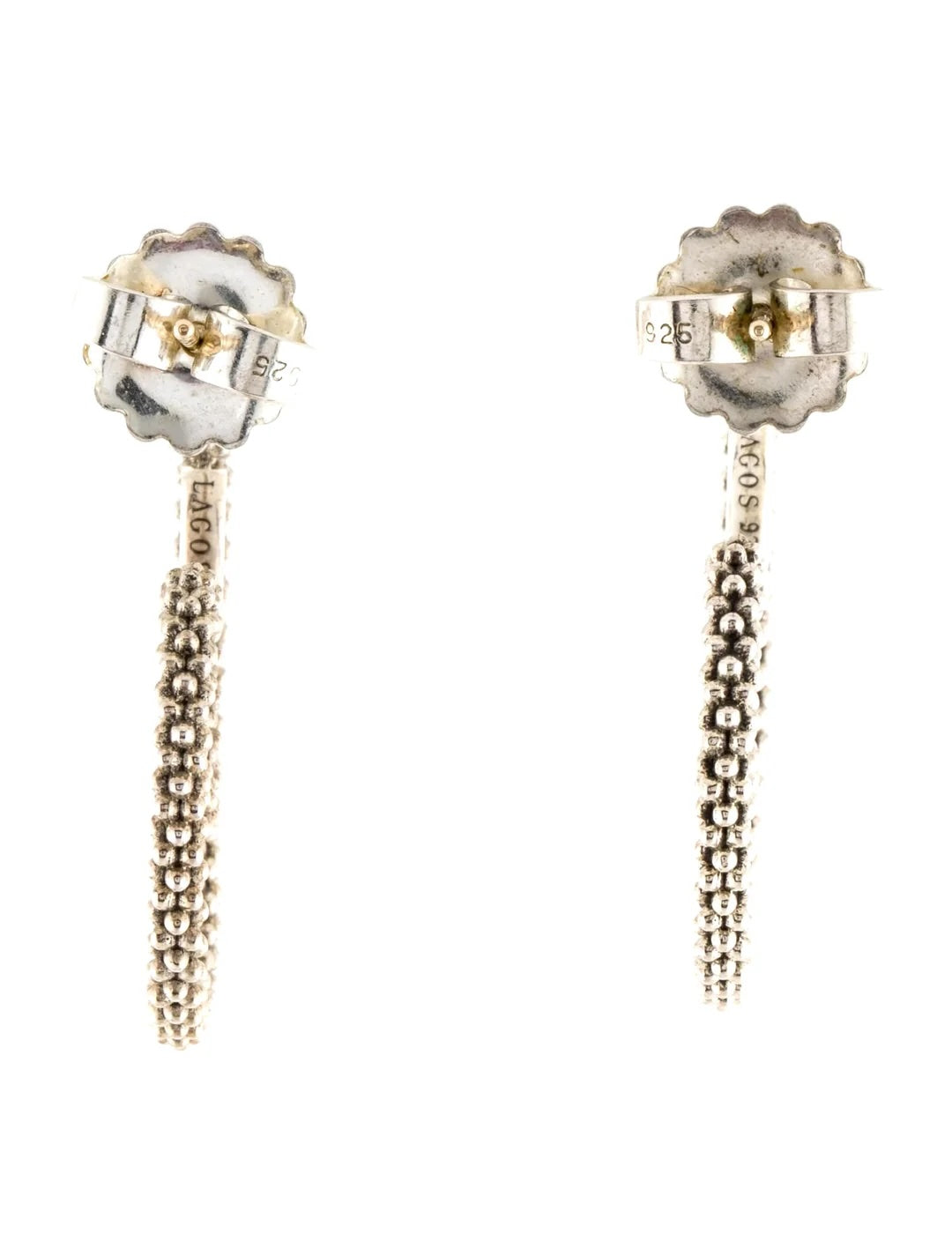 LAGOS STERLING SILVER CAVIAR SWIRL HOOP EARRINGS