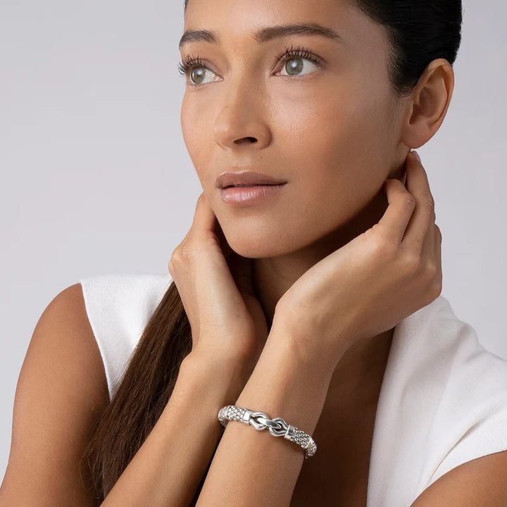 LAGOS STERLING SILVER 9MM CAVIAR BUCKLE BRACELET