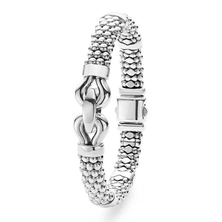 LAGOS STERLING SILVER 9MM CAVIAR BUCKLE BRACELET