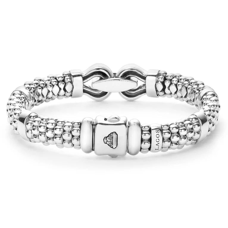 LAGOS STERLING SILVER 9MM CAVIAR BUCKLE BRACELET