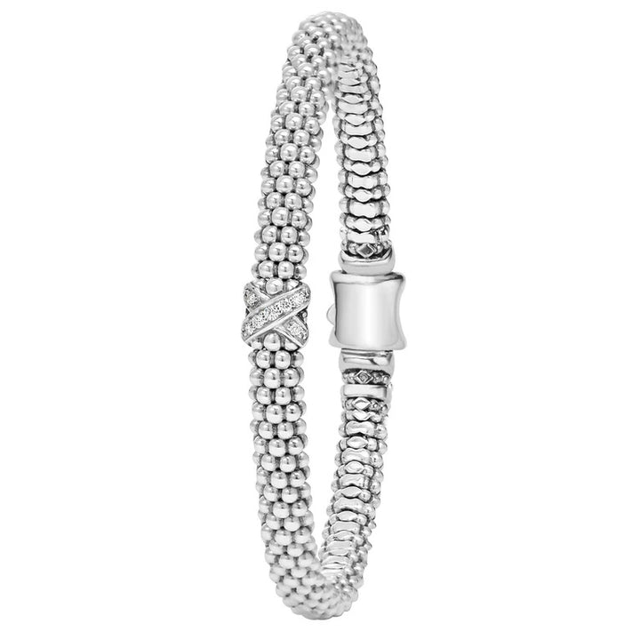 LAGOS STERLING SILVER DIAMONDS EMBRACE COLLECTION ROPE BRACELET