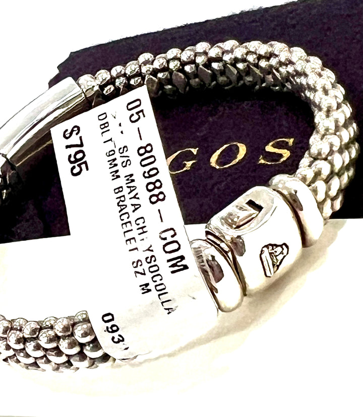 STERLING SILVER MAYA ESCAPE QUARTZ &amp; COMPOSITE TURQUOISE DOUBLET CAVIAR BRACELET