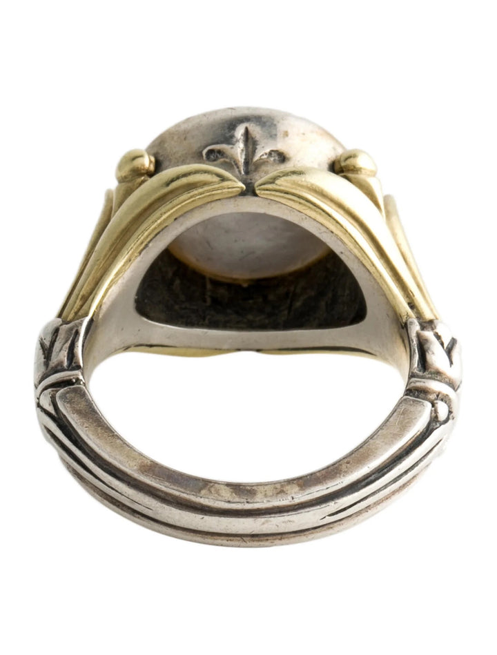 LAGOS VINTAGE STERLING SILVER 18K GOLD PEARL RING