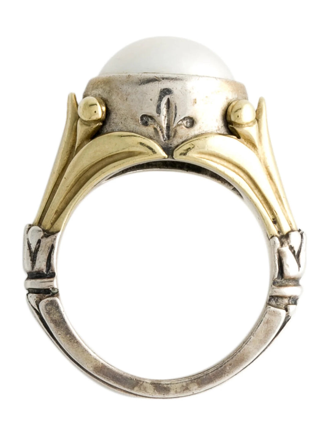 LAGOS VINTAGE STERLING SILVER 18K GOLD PEARL RING