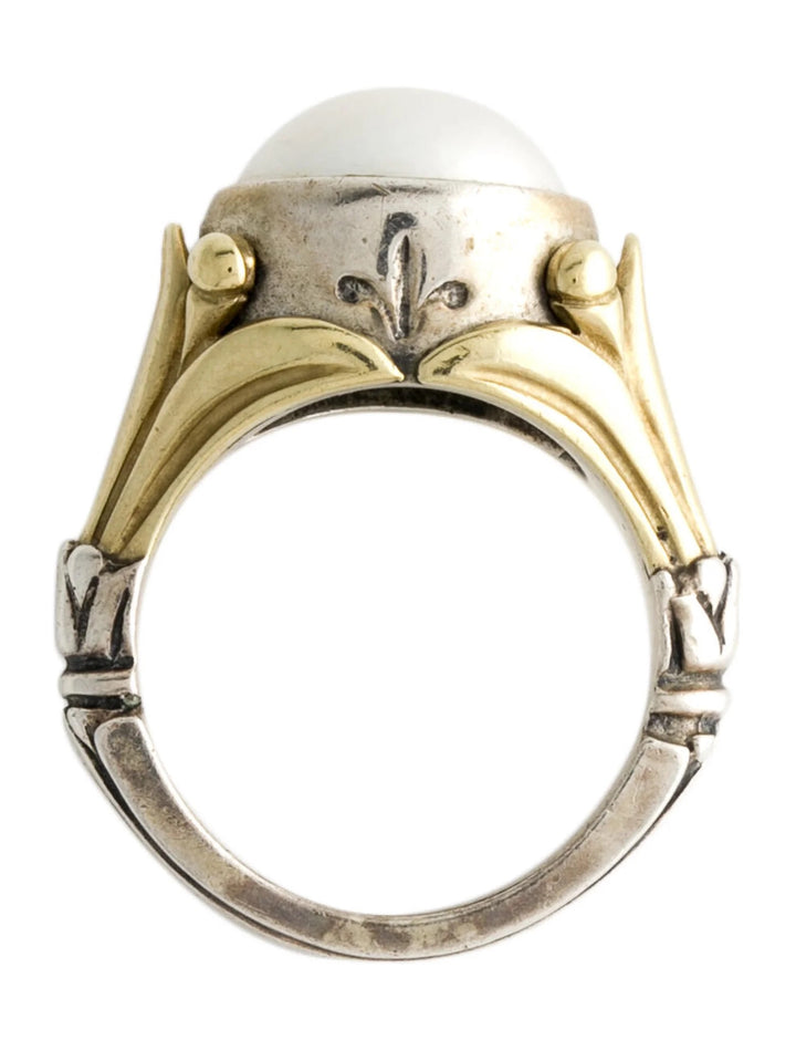 LAGOS VINTAGE STERLING SILVER 18K GOLD PEARL RING