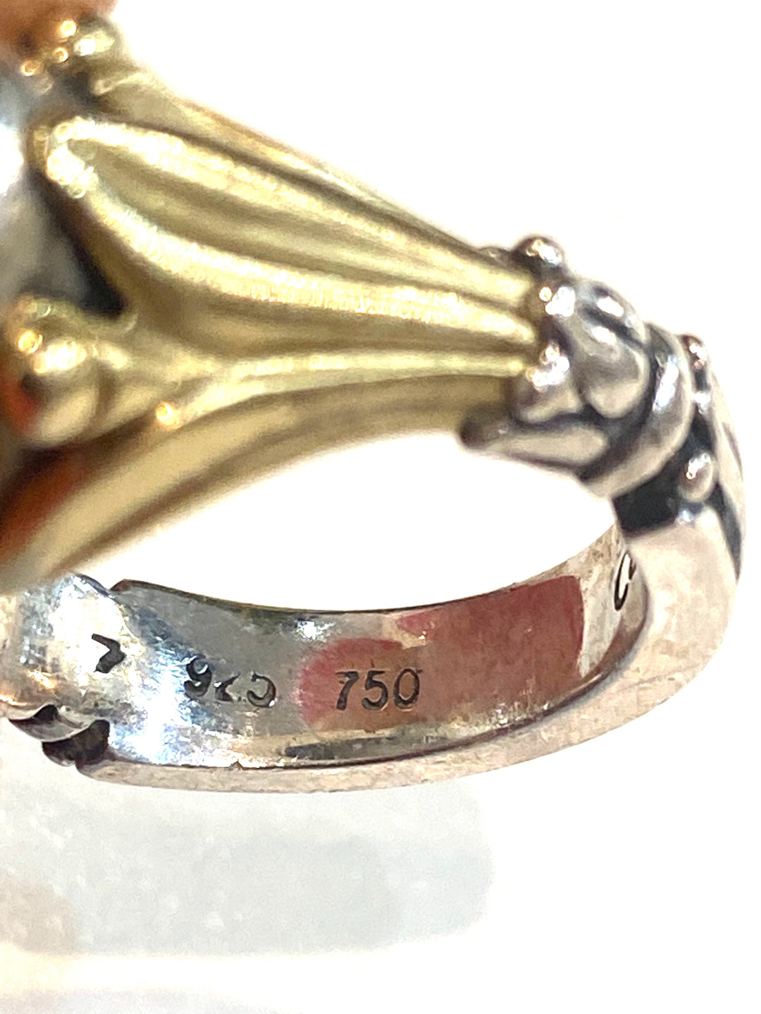 LAGOS VINTAGE STERLING SILVER 18K GOLD PEARL RING
