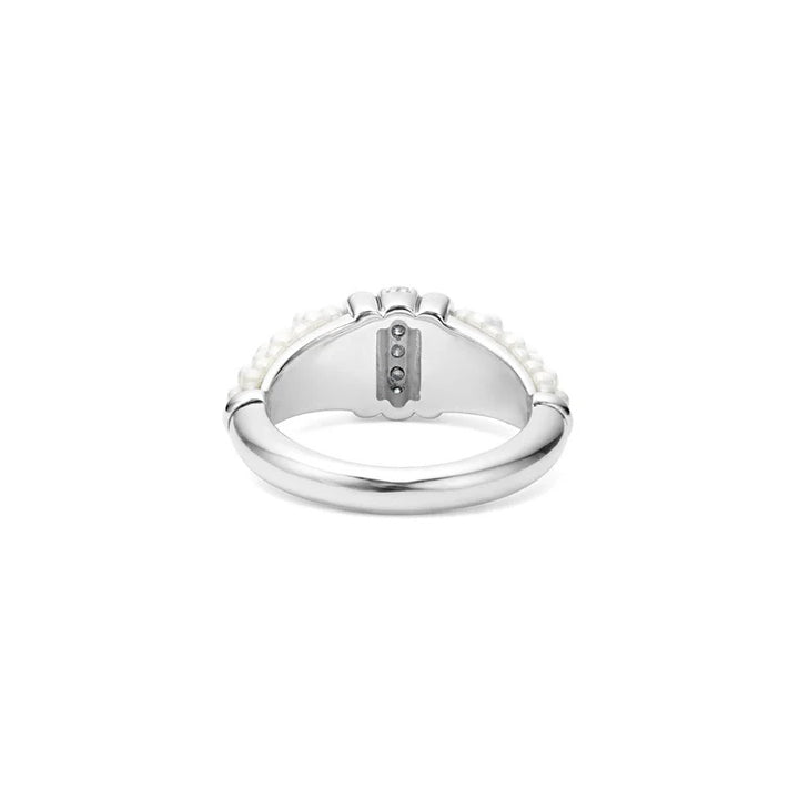 LAGOS WHITE CAVIAR CERAMIC STERLING SILVER DIAMOND RING