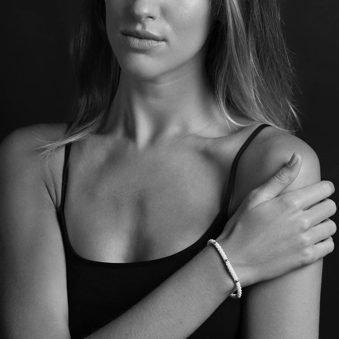 LAGOS WHITE CAVIAR FIVE SILVER STATION CERAMIC BRACELET