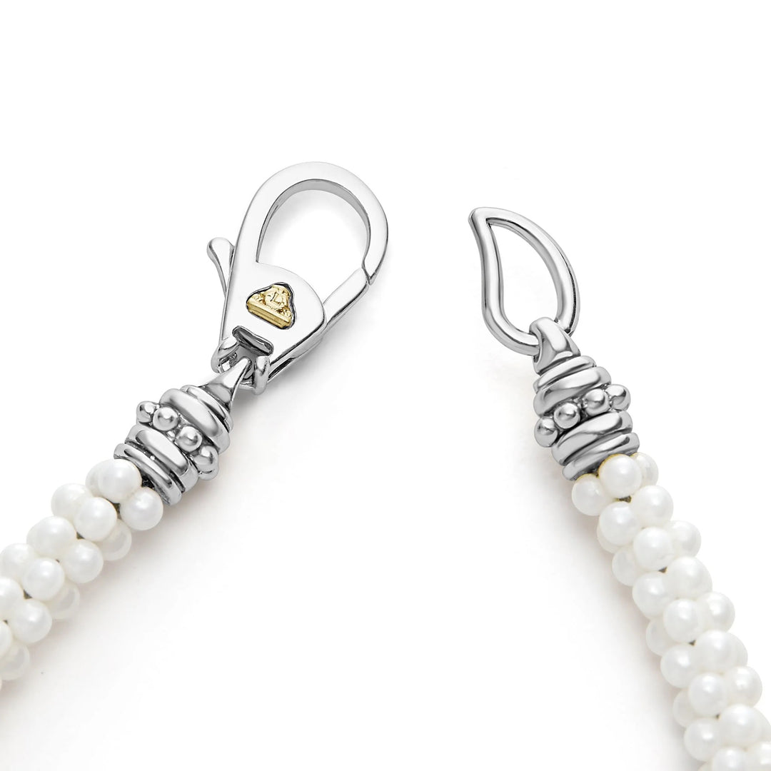 LAGOS WHITE CAVIAR FIVE SILVER STATION CERAMIC BRACELET