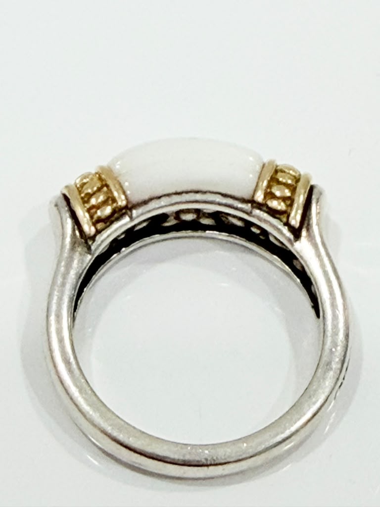 LAGOS CAVIAR 18K STERLING SILVER WHITE ENAMEL RING
